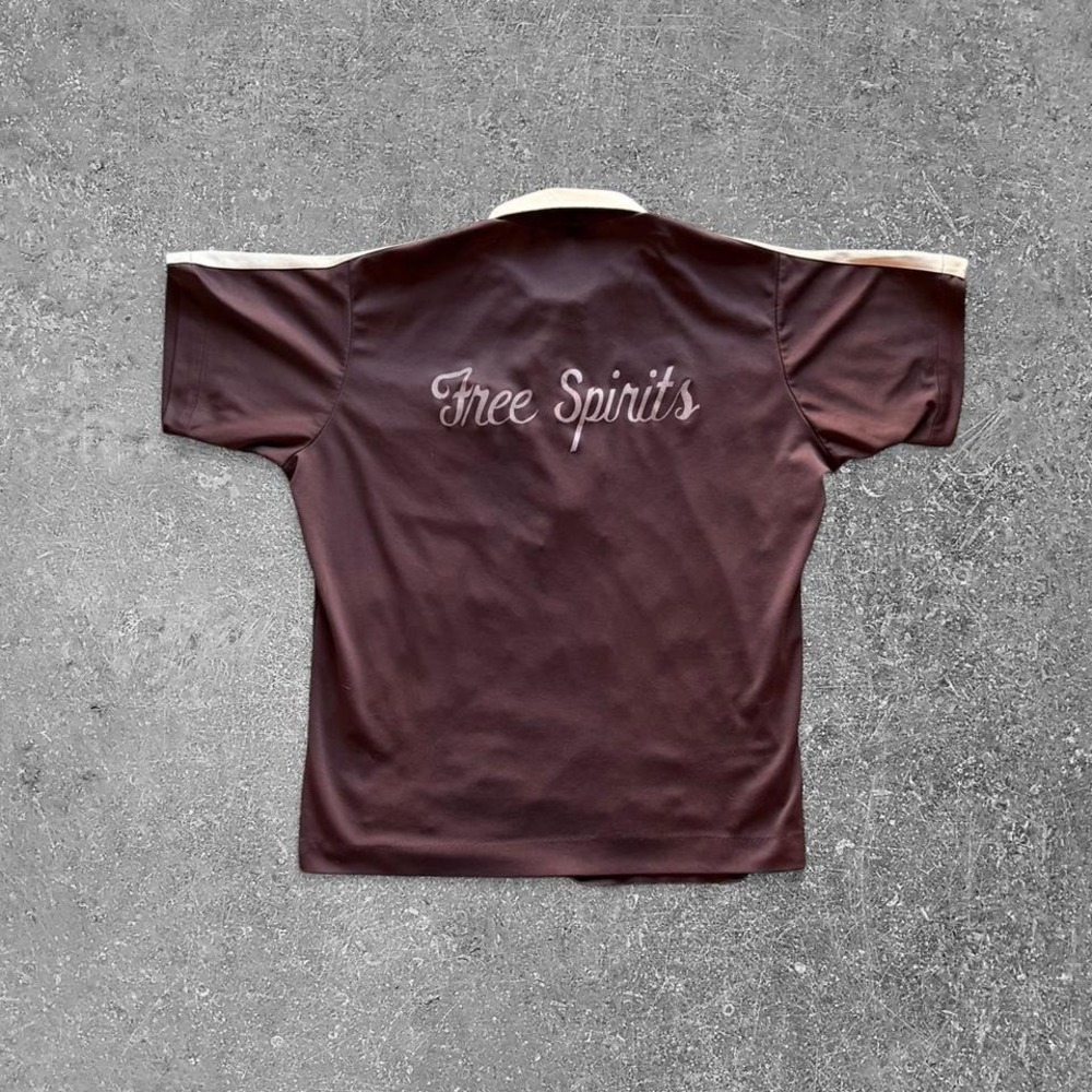 Vintage 1960s King Louie Chain Stitch Brown and Cream bowling shirt Size XL - Picture 4 of 8